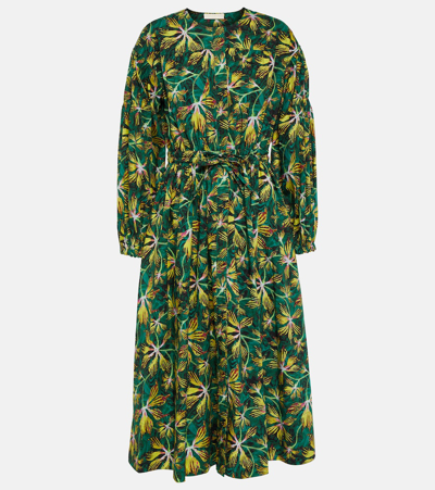 Shop Ulla Johnson Adalie Floral Cotton Poplin Midi Dress In Multicoloured