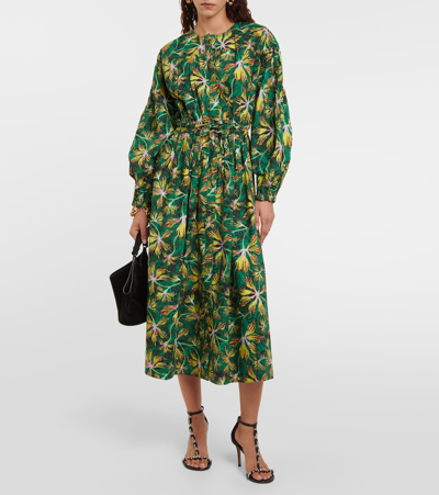 Shop Ulla Johnson Adalie Floral Cotton Poplin Midi Dress In Multicoloured