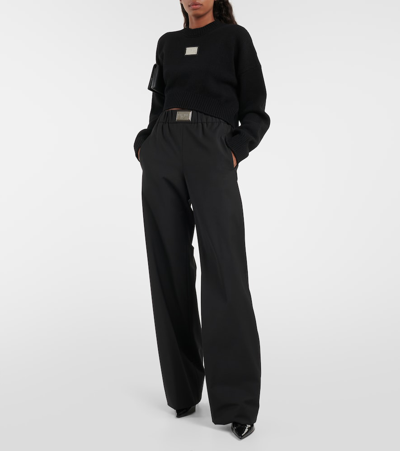 Dolce & Gabbana Wool-blend Wide-leg Pants In Black