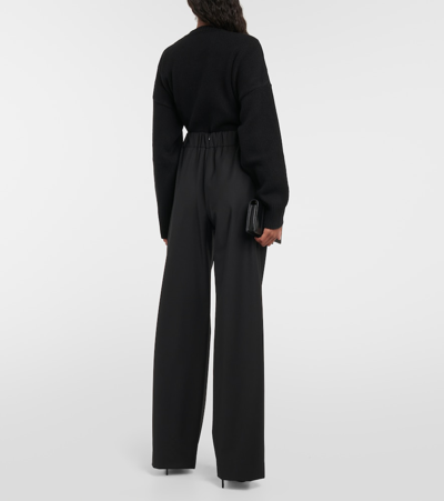 Shop Dolce & Gabbana Wool-blend Wide-leg Pants In Black