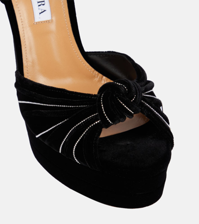 Shop Aquazzura Atelier Velvet Platform Sandals In Black