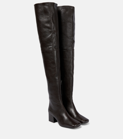 Shop Lemaire Over-the-knee Leather Boots In Brown