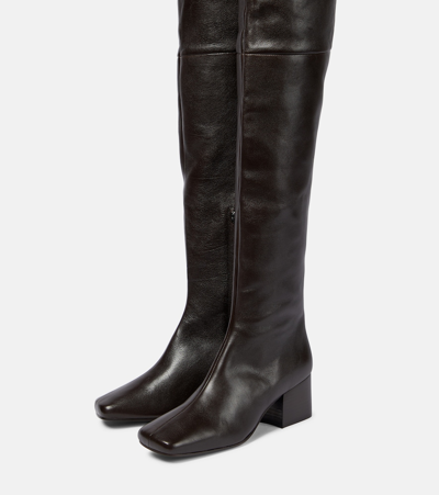 Shop Lemaire Over-the-knee Leather Boots In Brown