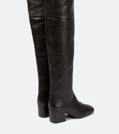 Shop Lemaire Over-the-knee Leather Boots In Brown