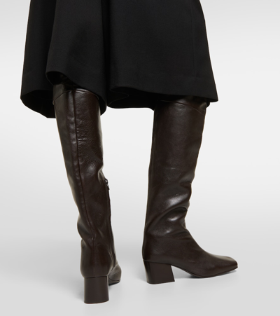 Shop Lemaire Over-the-knee Leather Boots In Brown