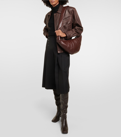 Shop Lemaire Over-the-knee Leather Boots In Brown