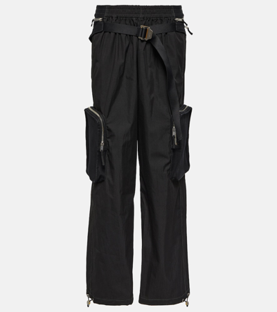 Shop Dion Lee Mid-rise Cotton-blend Cargo Pants In Black