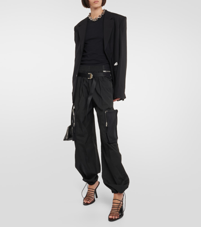 Shop Dion Lee Mid-rise Cotton-blend Cargo Pants In Black
