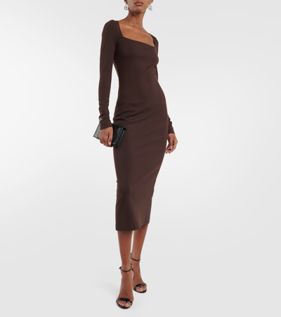 Shop Dolce & Gabbana Cady Midi Dress In Brown
