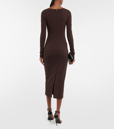 Shop Dolce & Gabbana Cady Midi Dress In Brown