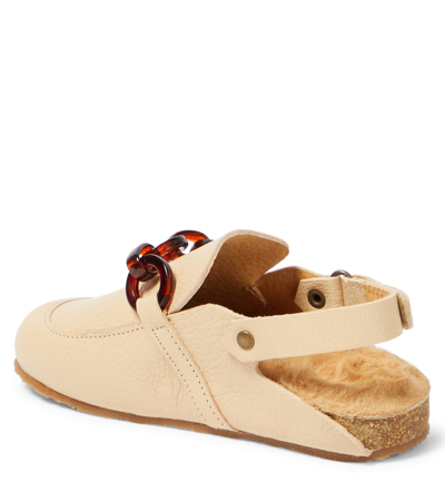 Shop Pèpè Rubi Leather Slingback Clogs In Beige