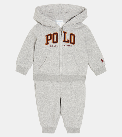 Shop Polo Ralph Lauren Baby Cotton-blend Fleece Sweatshirt And Pants Set In Grey