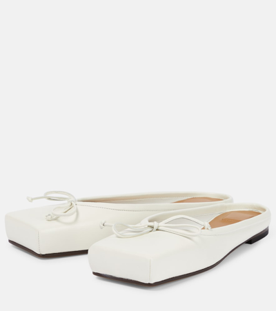 Shop Jacquemus Les Mules Plates Ballet Flats In White