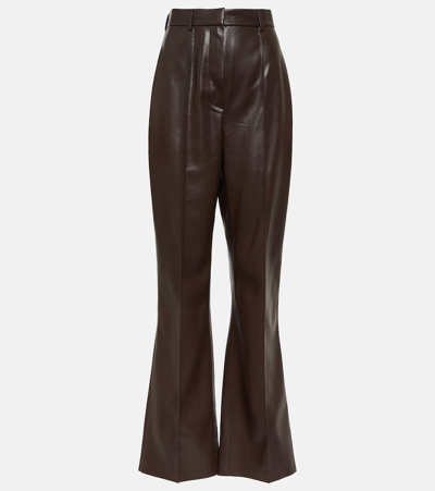 Shop Nanushka Leena Faux Leather Flared Pants In Brown