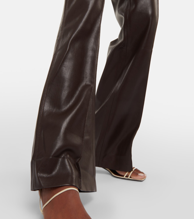 Nanushka Leena Long Sleeved Faux Leather Shirt In Brown