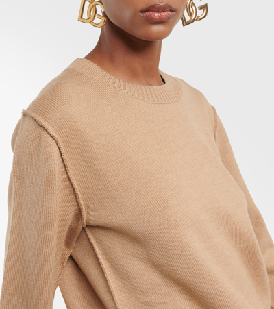 Shop Dolce & Gabbana Virgin Wool Sweater In Beige