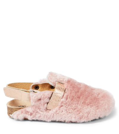 Shop Pèpè Lucio Slingback Shearling Clogs In Pink