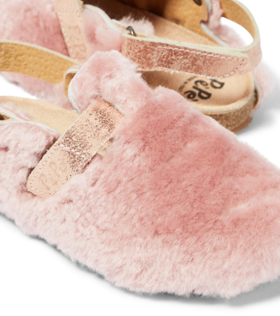 Shop Pèpè Lucio Slingback Shearling Clogs In Pink