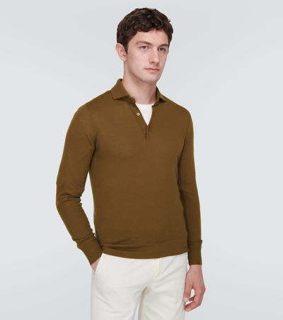 Shop Loro Piana Cashmere Polo Sweater In Brown