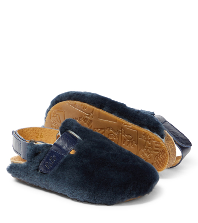 Shop Pèpè Lucio Slingback Shearling Clogs In Blue