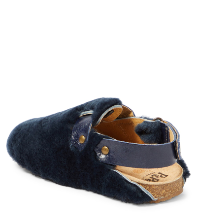 Shop Pèpè Lucio Slingback Shearling Clogs In Blue