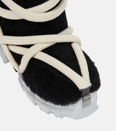 Shop Rick Owens Lunar Tractor Shearling Ankle Boots In Black