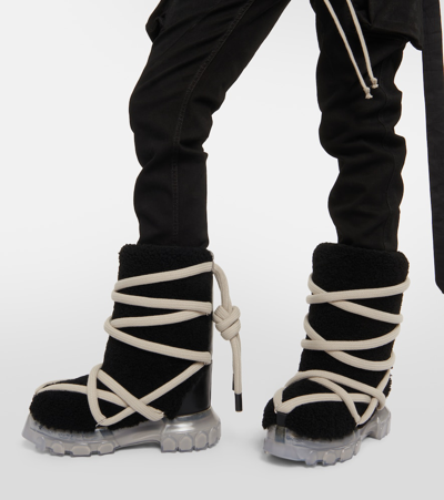 Shop Rick Owens Lunar Tractor Shearling Ankle Boots In Black