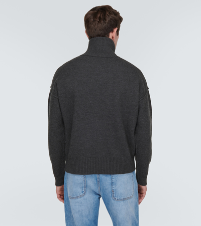 Shop Ami Alexandre Mattiussi Ami De Caur Wool Turtleneck Sweater In Grey