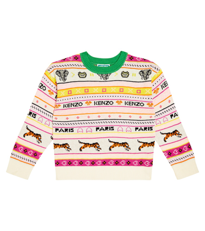 Kenzo Multicolor Sweater For Girl With Logo In Multicoloured