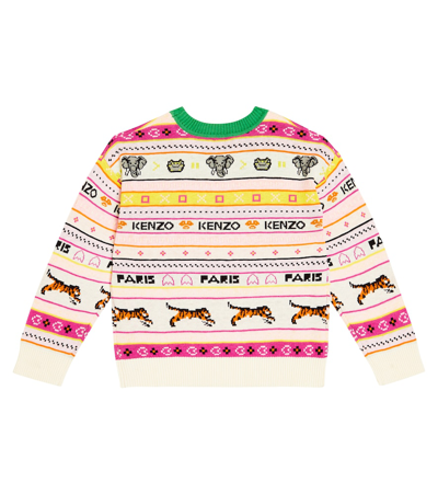 Kenzo Multicolor Sweater For Girl With Logo In Multicoloured
