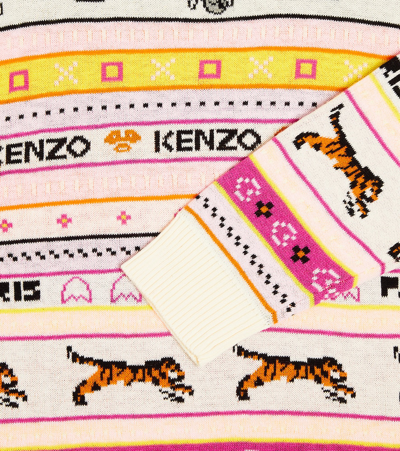 Shop Kenzo Intarsia Cotton-blend Sweater In Multicoloured