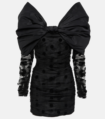 Shop Nina Ricci Polka-dot Tulle Minidress In Black