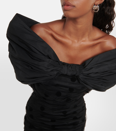 Shop Nina Ricci Polka-dot Tulle Minidress In Black