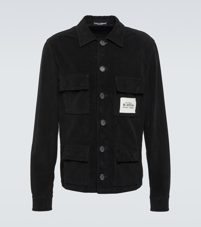 Shop Dolce & Gabbana Re-edition Cotton Overshirt In Black