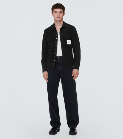 Shop Dolce & Gabbana Re-edition Cotton Overshirt In Black