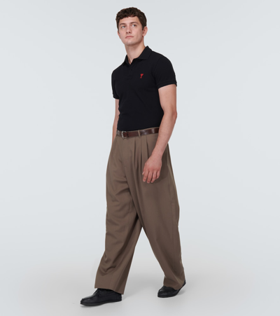 Ami Alexandre Mattiussi Ami Paris Black Ami De Coeur Polo Shirt In Black