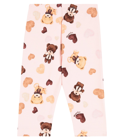 Shop Monnalisa Baby Printed Cotton-blend Leggings In Pink