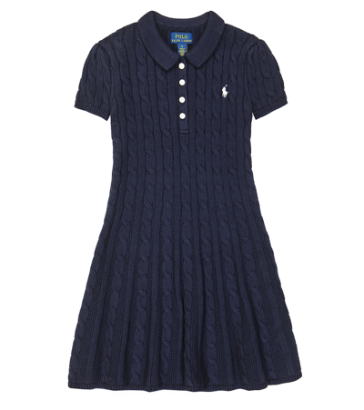 Shop Polo Ralph Lauren Cable-knit Cotton Dress In Blue