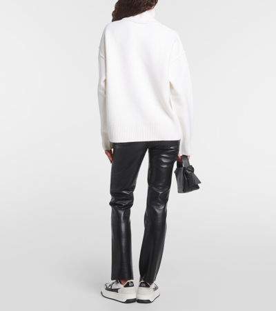 Ami Alexandre Mattiussi Ami De Coeur Intarsia Oversize Funnel Neck Felted Sweater In White