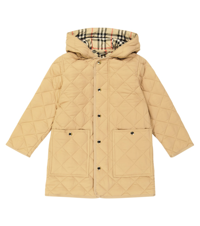 Shop Burberry Quilted Coat In Brown