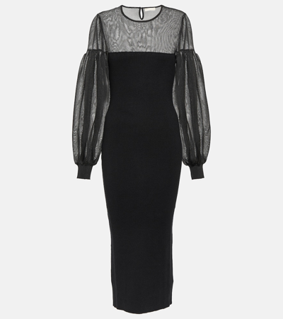 Shop Ulla Johnson Milla Wool-blend Midi Dress In Black