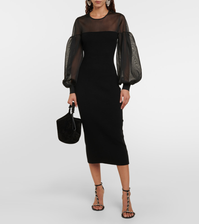 Shop Ulla Johnson Milla Wool-blend Midi Dress In Black