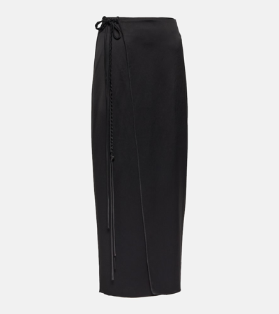Shop Nanushka Racha Wrap Satin Maxi Skirt In Black