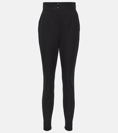 Shop Dolce & Gabbana High-rise Cotton-blend Suit Pants In Black