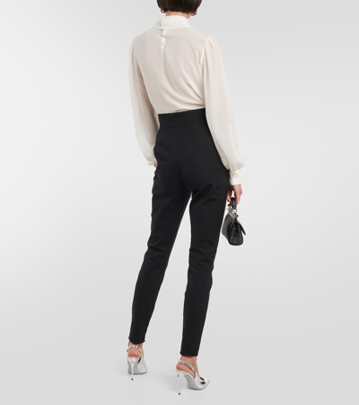 Shop Dolce & Gabbana High-rise Cotton-blend Suit Pants In Black