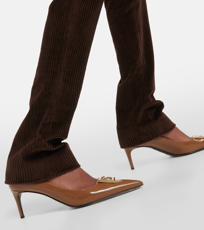 Shop Dolce & Gabbana Low-rise Corduroy Flared Pants In Brown