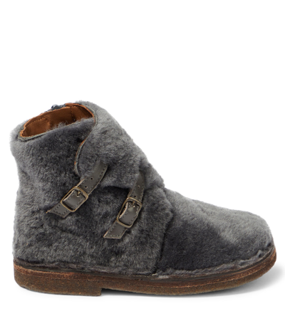 Shop Pèpè Shearling Ankle Boots In Brown