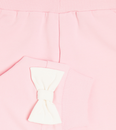 Shop Monnalisa Baby Bow-detail Cotton-blend Sweatpants In Pink