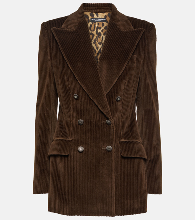 Shop Dolce & Gabbana Double-breasted Corduroy Blazer In Brown