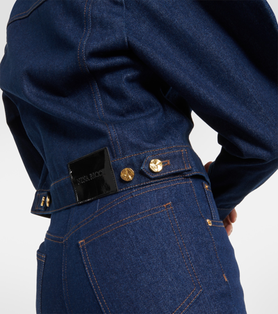 Nina Ricci Puff-sleeve Cropped Denim Jacket In Blue